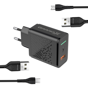 Зарядний пристрій Grand-X Fast Charge 5-в-1 QC3.0, AFC, SCP, FCP, VOOC 22.5W + microUSB + TypeC (CH-850MT) в Ужгороді