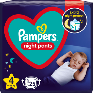 Підгузки-трусики нічні Pampers Night Pants Розмір 4 (9-15 кг) 25 шт (8006540234709) краща модель в Ужгороді