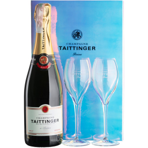 Шампанське Taittinger Brut Reserve біле брют 0.75 л 12.5% ​​у подарунковій упаковці + 2 келихи (3016570061287) в Ужгороді