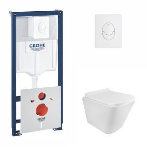 Набор инсталляция 4 в 1 Grohe Rapid SL 38722001 + унитаз с сиденьем Qtap Tern QT1733052ERW лучшая модель в Ужгороде