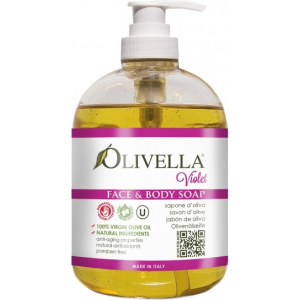 Рідке мило для обличчя та тіла на основі оливкової олії Olivella Фіалка 500 мл (764412260246) надійний