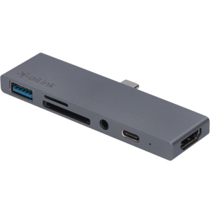 USB-хаб адаптер Ailink Aluminium USB-C iPad Pro 4K HDMI Hub Card Reader mini jack 3.5 мм Multi Port Space Grey (AI-IPC02_sg)