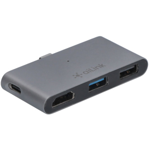 USB-хаб адаптер Ailink Aluminium USB-C 4K HDMI mini jack 3.5 мм Hub 5 в 1 Space Grey (AI-S8Pro_sg) в Ужгороде