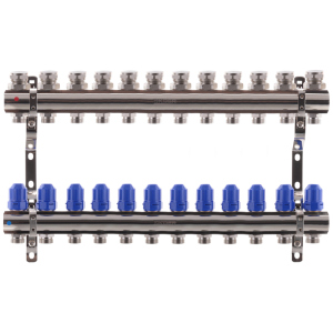 Коллекторный блок с термостатическими клапанами KOER KR.1100-12 1”x12 WAYS (KR2638) лучшая модель в Ужгороде