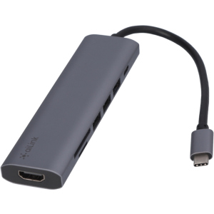 USB-хаб адаптер Ailink Aluminium 7 в 1 USB-C 4K HDMI 100W PD Reader Hub ТОП в Ужгороді