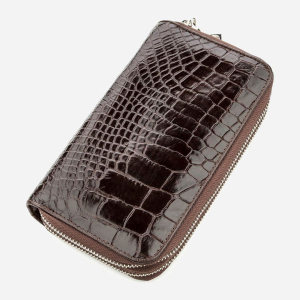 Портмоне чоловіче з натуральної шкіри Crocodile Leather leather-18526 Коричневе надійний