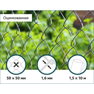 Сітка Рабиця оцинкована Сітка Захід 50х50/1,6мм 1,5м/10м ТОП в Ужгороді