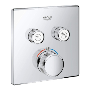 Внешняя часть смесителя без скрытой части GROHE Grohtherm SmartControl хром латунь 158x158мм 29124000 ТОП в Ужгороде