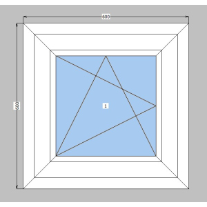 Окно металлопластиковое Brokelman 58 mm 1-створчатое поворотно-откидное, фурнитура Vorne, 600х600 мм, белое