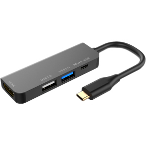 USB-хаб XoKo AC-400 Type-C на HDMI+USB 3.0+USB 2.0+Micro USB (XK-AC-400) в Ужгороді