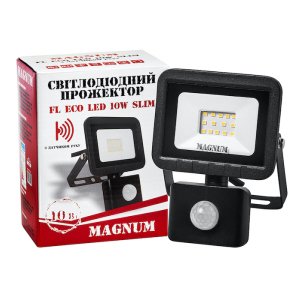 Прожектор світлодіодний Magnum FL ECO LED 10Вт slim 6500К IP44 з датчиком руху (90014086) ТОП в Ужгороді