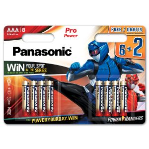 Батарейки Panasonic Pro Power лужні AAA блістер, 8 шт Power Rangers (LR03XEG/8B2FPR) в Ужгороді