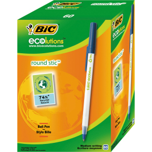 Набір кулькових ручок BIC Round Stic ECOlutions Синій 1 мм 60 шт (3086123256651) в Ужгороді