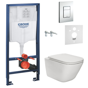 Інсталяція GROHE Rapid SL 38772001 із панеллю змиву Skate Cosmopolitan 38775001 + унітаз ROCA Gap Rimless A34H470000 із сидінням Slim Soft Close краща модель в Ужгороді