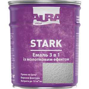 Молотковая эмаль Aura® Stark 3 в 1 серебряный №20 глянец 2.2 кг лучшая модель в Ужгороде