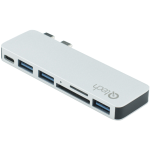 USB-хаб Qitech Aluminium Mini Type-C + Type-A + MicroSD + SD для Macbook Pro і Air Silver (QT-Hub4_sl) краща модель в Ужгороді