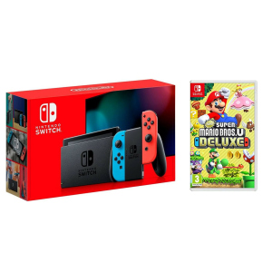 Nintendo Switch Neon blue/red - Оновлена ​​версія + NEW SUPER MARIO BROS. U DELUXE (NINTENDO SWITCH) надійний