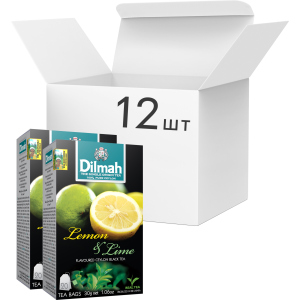 Упаковка чаю чорного пакетованого Dilmah Лимон та лайм 12 шт по 20 пакетиків (19312631142133) ТОП в Ужгороді