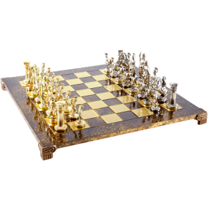 хорошая модель Шахматы Manopoulos Греко-римские, латунь, в деревянном футляре, коричневый, 44 х 44 см, 5.9 кг (S11BRO)