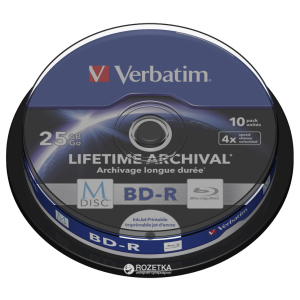 Verbatim M-Disc BD-R 25 GB 4x Cake 10 шт Printable (43825) лучшая модель в Ужгороде