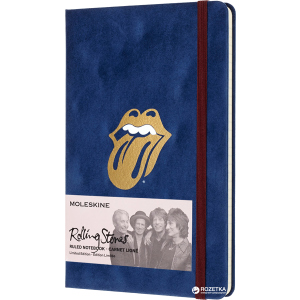 Нотатник Moleskine Rolling Stones 13 х 21 см 240 сторінок в лінійку Синій Велюр (8058341710906) надійний