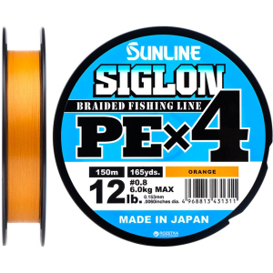 хорошая модель Шнур Sunline Siglon PE х4 150 м # 0.8/0.153 мм 6 кг Оранжевый (16580931)