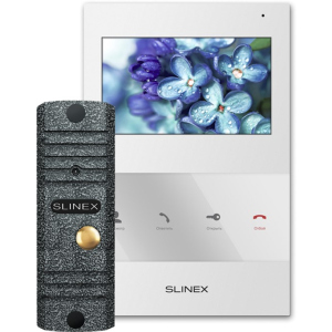 Комплект відеодомофону Slinex SQ-04 White + Виклична панель ML-16НR Grey Antiq (SQ-04(б)+ML-16НR(ант)) ТОП в Ужгороді